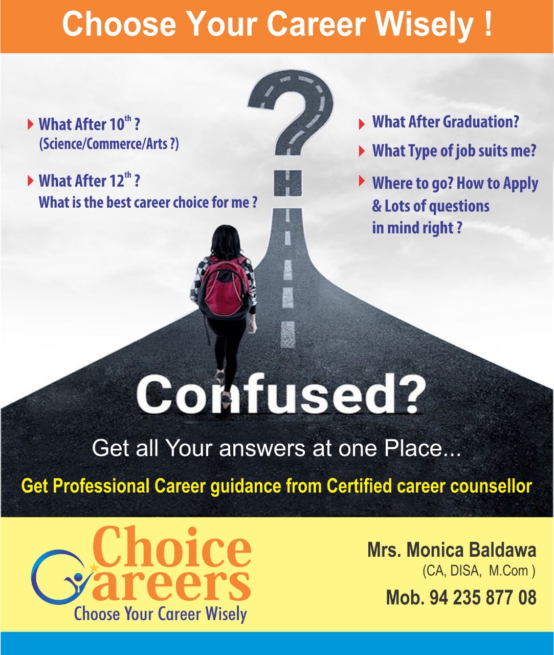 "Banner with a person at a crossroads, reflecting confusion about career decisions."