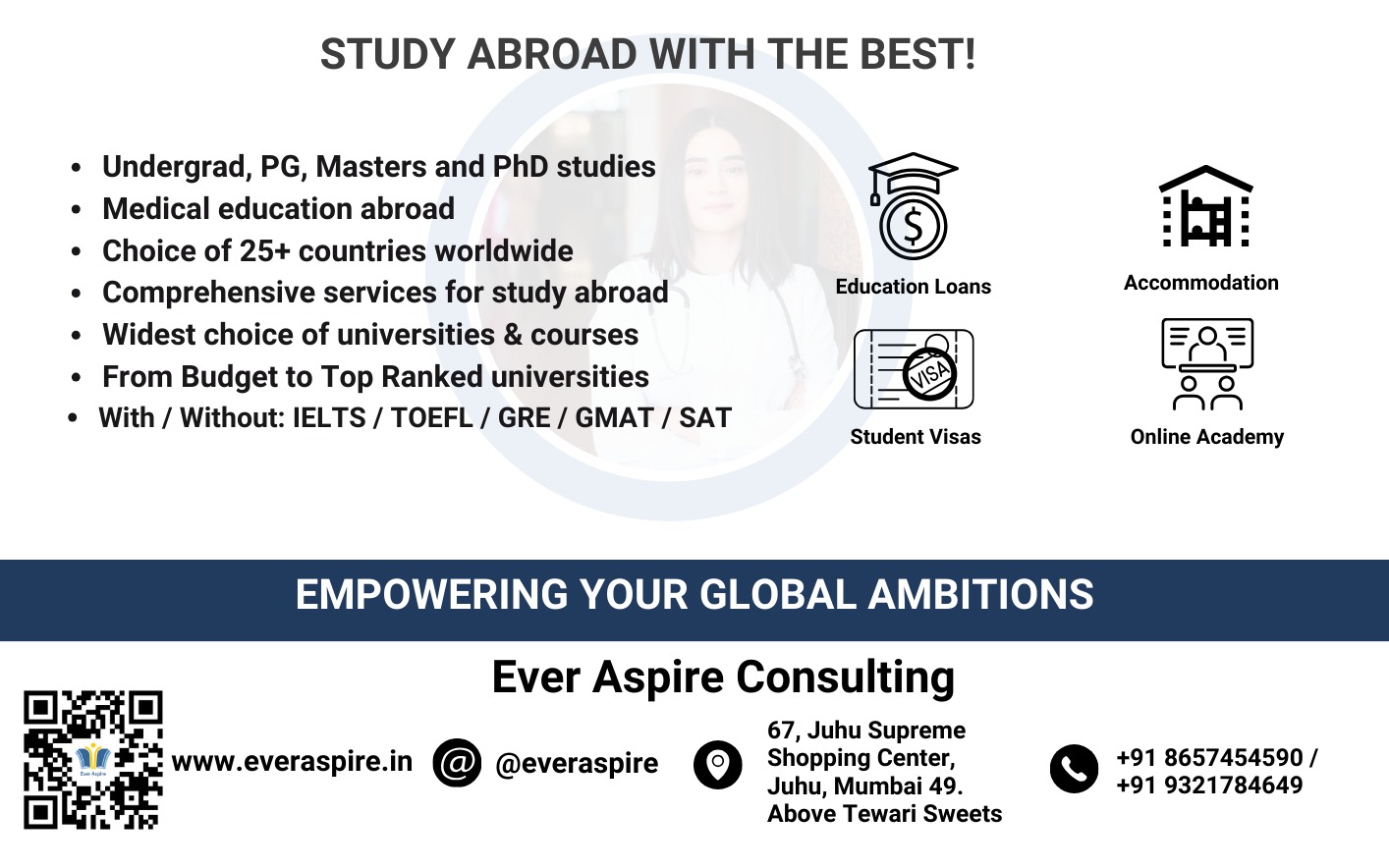 "Banner featuring a globe with an individual standing triumphantly, representing the empowerment of your global ambitions with Ever Aspire Consulting."