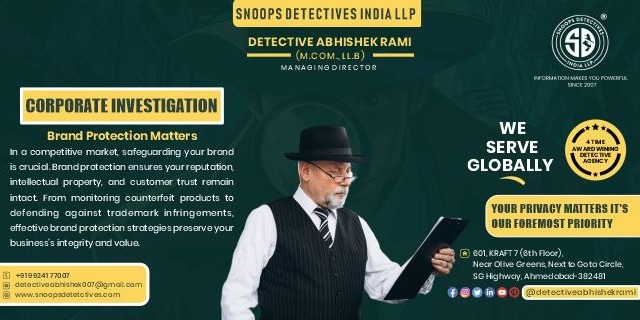 "Snoops Detectives India LLP banner highlighting corporate investigation services with a focus on brand protection.